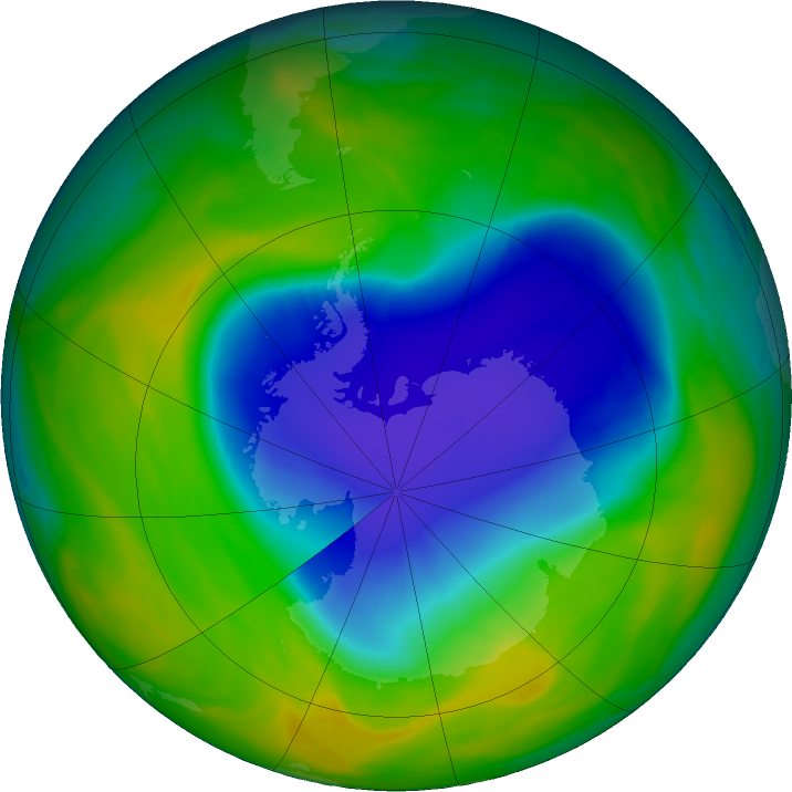 Antarctic ozone map for 01 November 2016